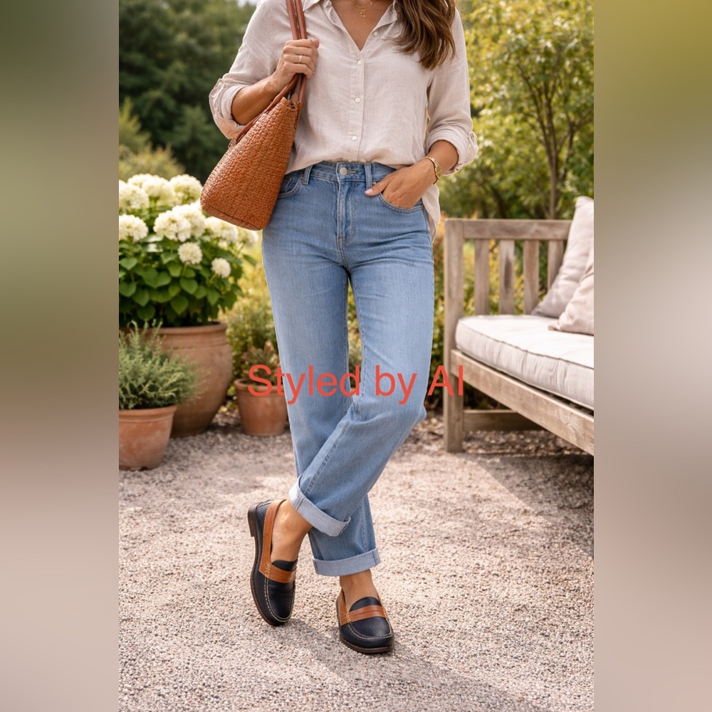 Dooney and Bourke Navy and Tan Pebbled Loafers 8.5 Two Tone Driving Moc Flats - Picture 8 of 8